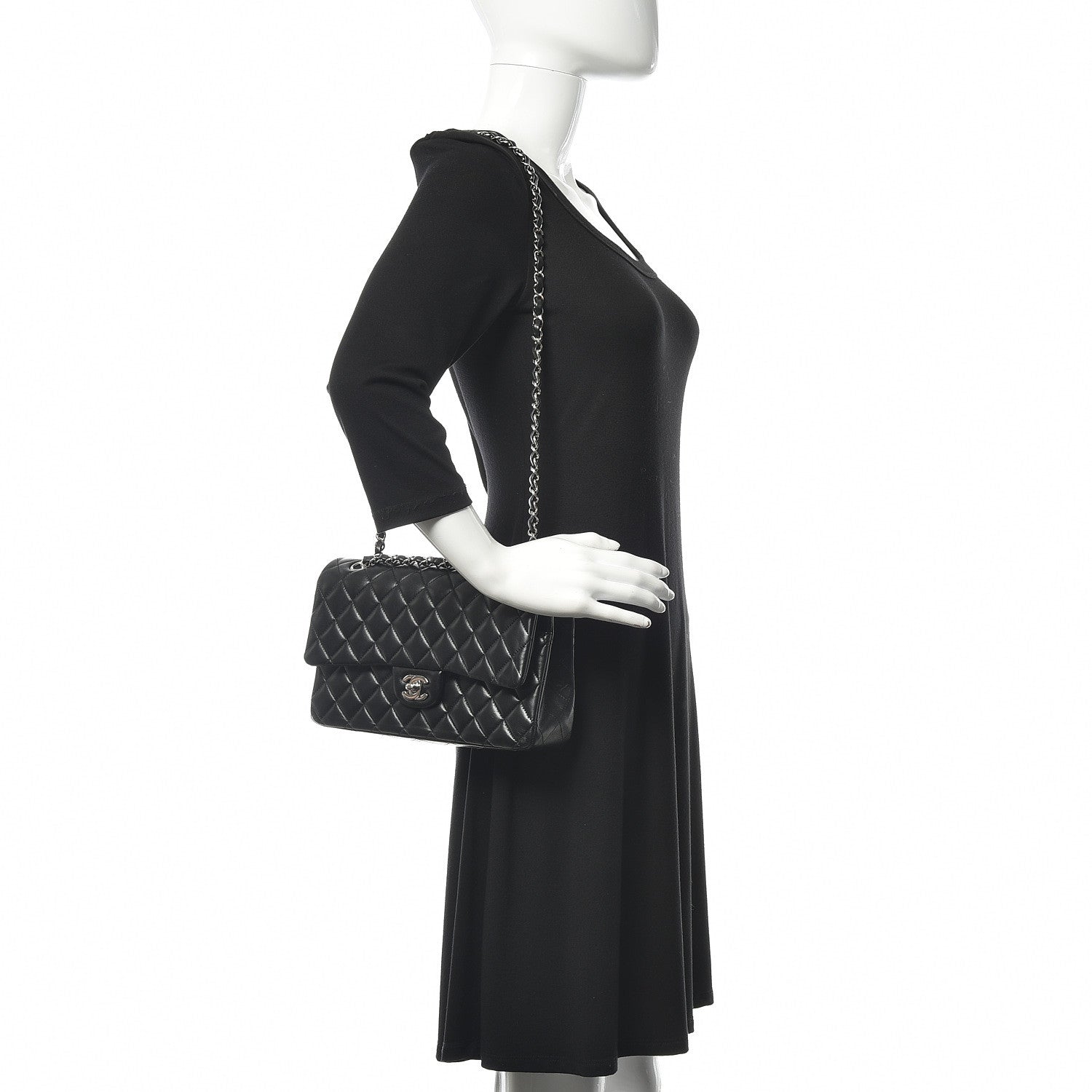 Chanel Lambskin Quilted Medium Double Flap Black 2 of 17