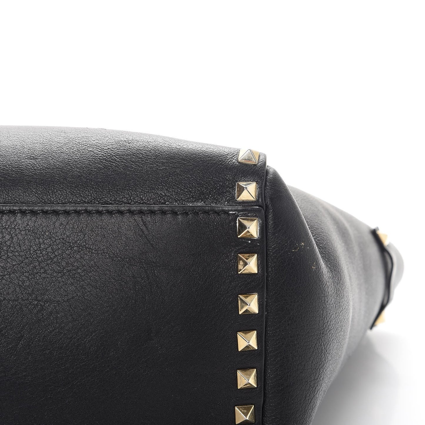 Vitello Rockstud Double Handle Tote Black