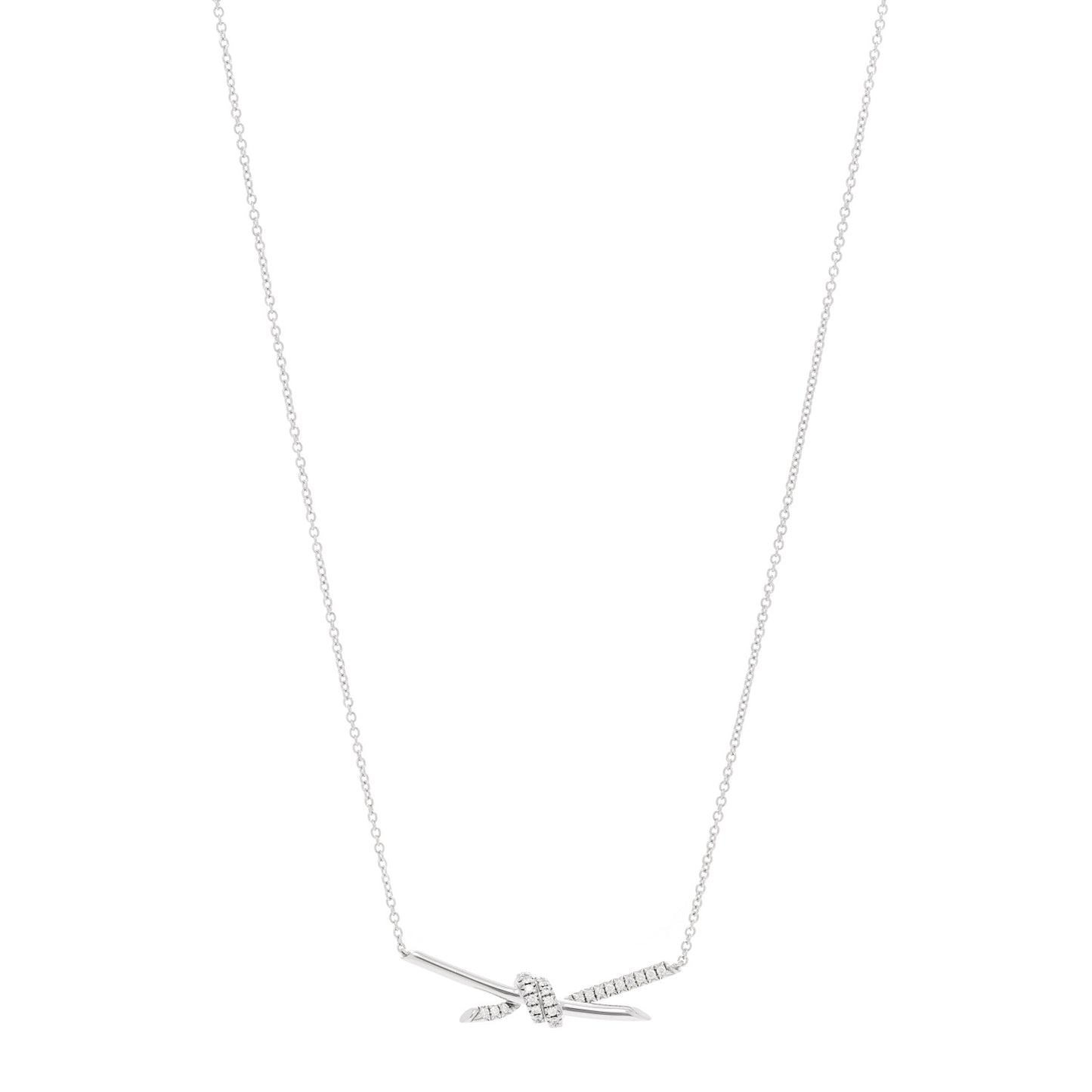 18K White Gold Diamond Knot Necklace