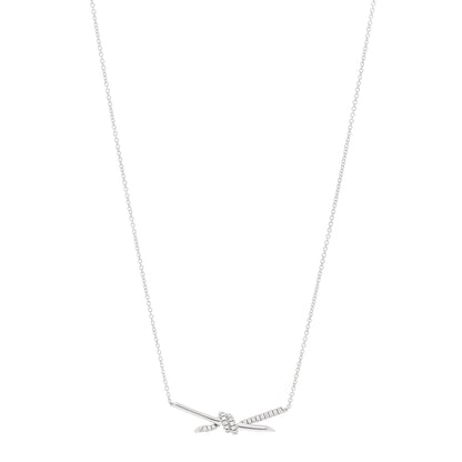 Tiffany 18K White Gold Diamond Knot Necklace 1 of 6