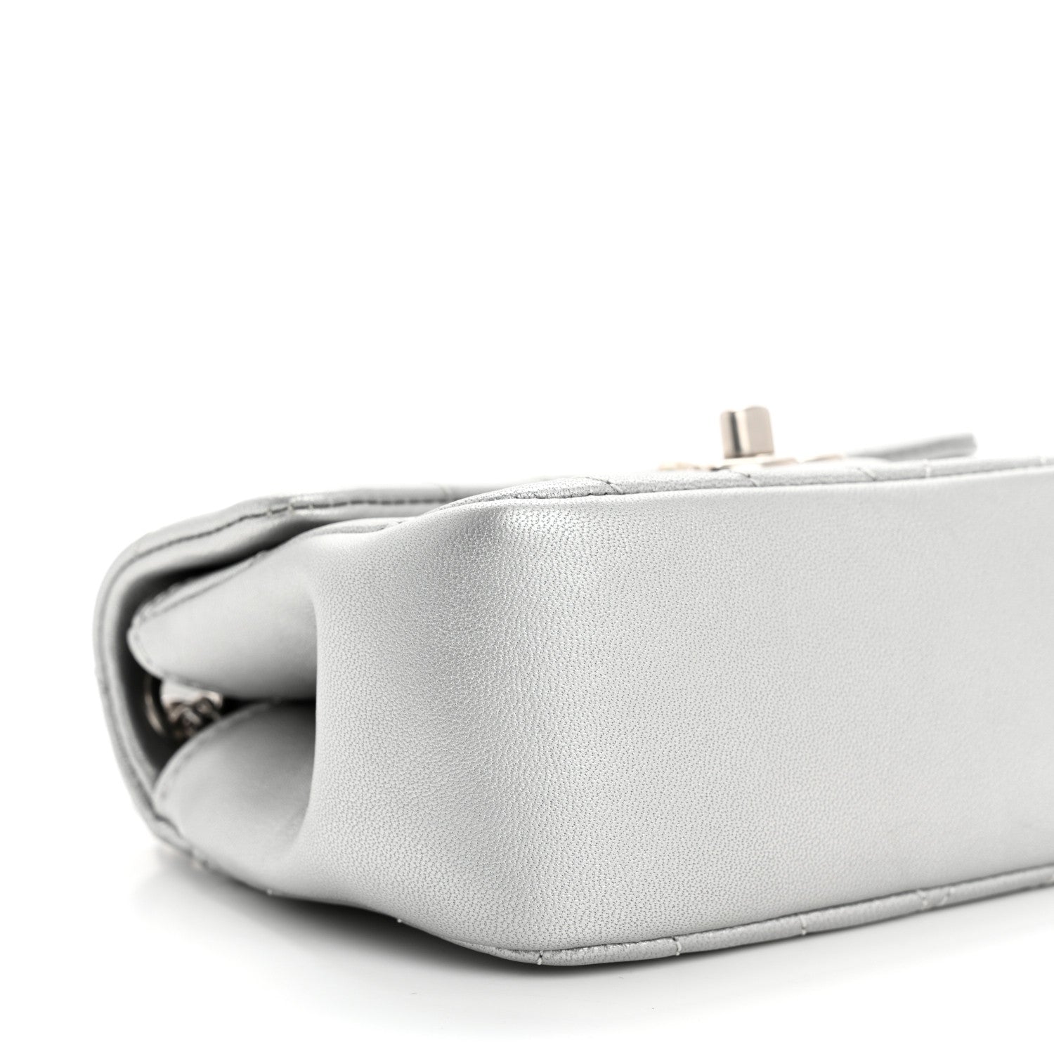 Chanel Metallic Lambskin Chevron Quilted Mini Flap Silver 9 of 10