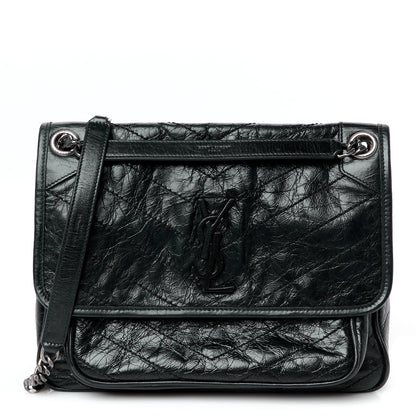 Saint Laurent Crinkled Calfskin Matelasse Monogram Medium Niki Chain Satchel Black 1 of 11