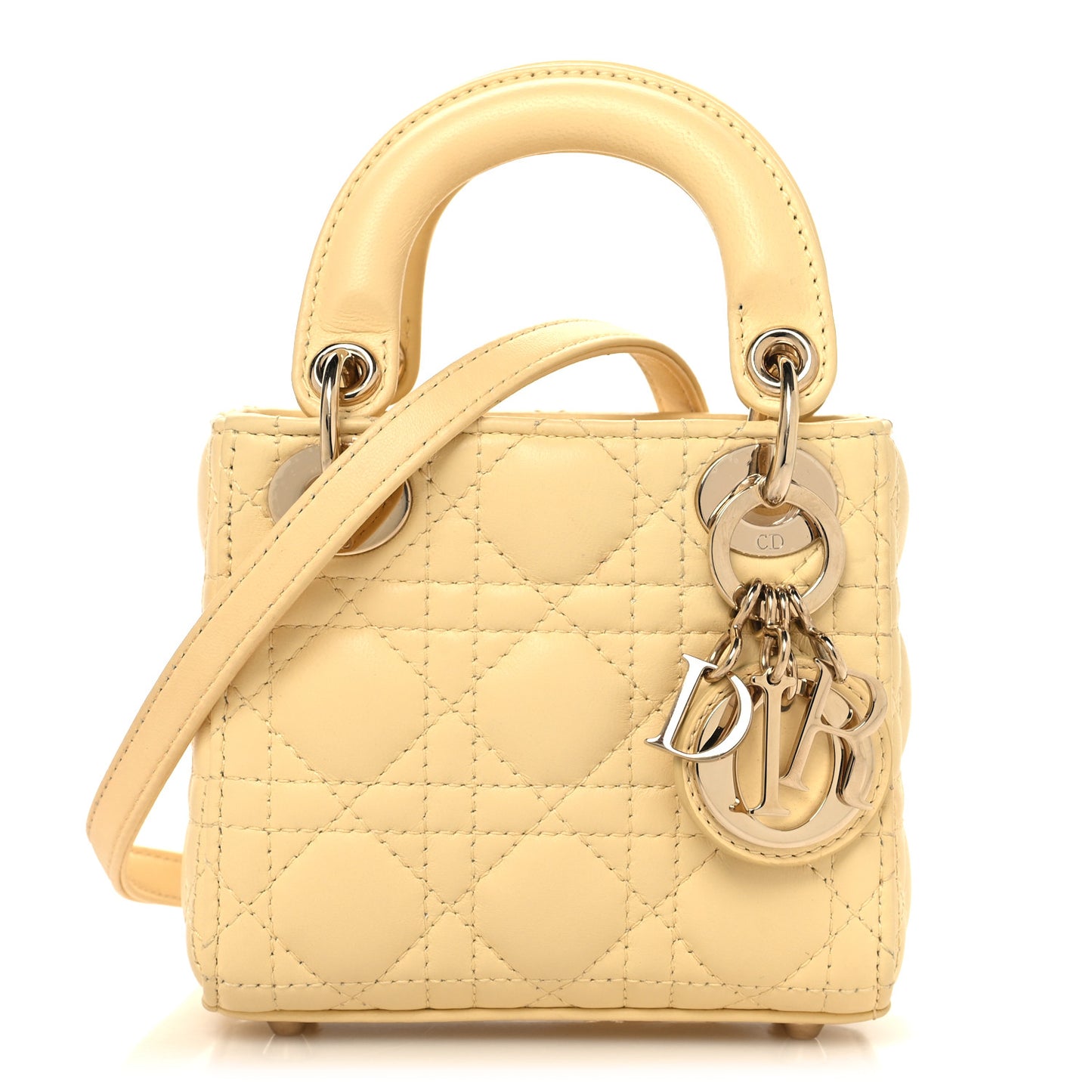 Lambskin Cannage Micro Lady Dior Soft Yellow