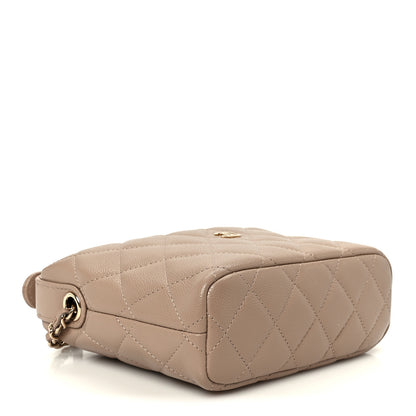 Chanel Caviar Quilted Hobo Clutch With Chain Dark Beige 4 of 11