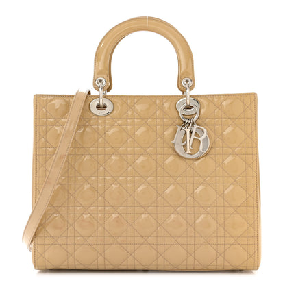 Christian Dior Patent Cannage Large Lady Dior Dark Beige 1 of 12