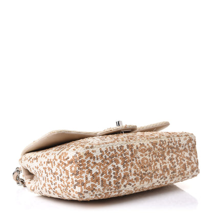 Chanel Raffia Sequin Small Single Flap Beige Gold 3 of 9