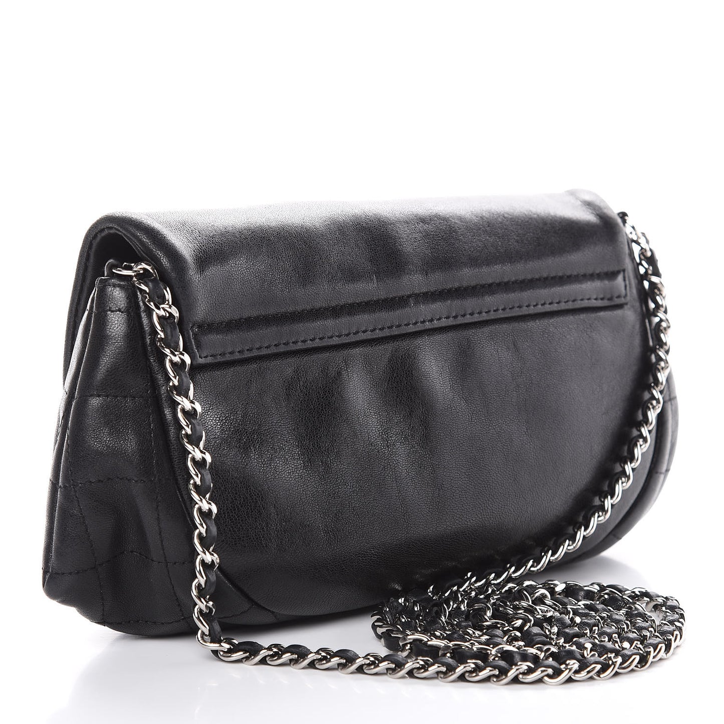 Lambskin Half Moon Wallet On Chain WOC Black