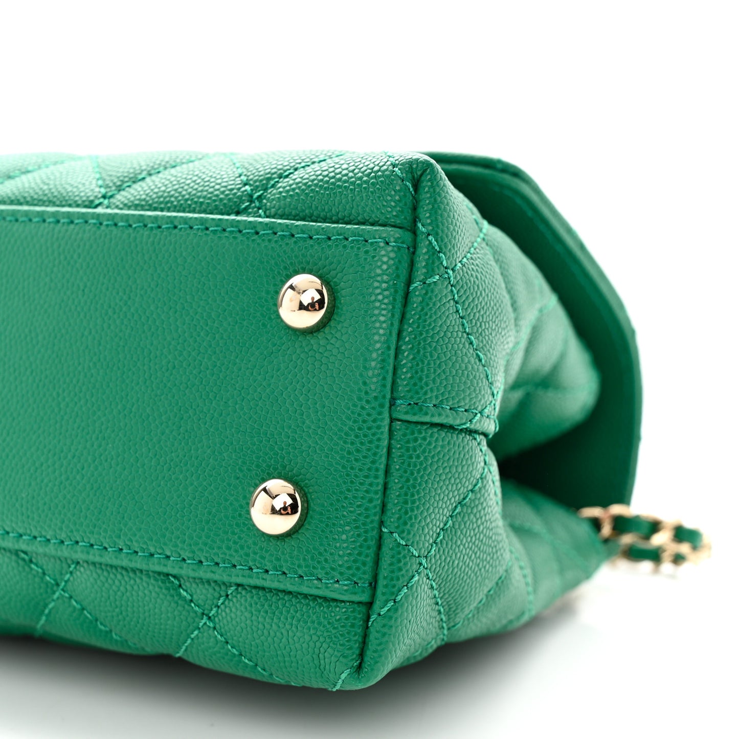 Caviar Quilted Mini Coco Handle Flap Green