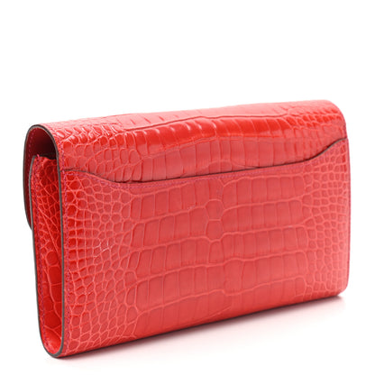Hermes Shiny Alligator Constance Long Wallet Geranium 3 of 9
