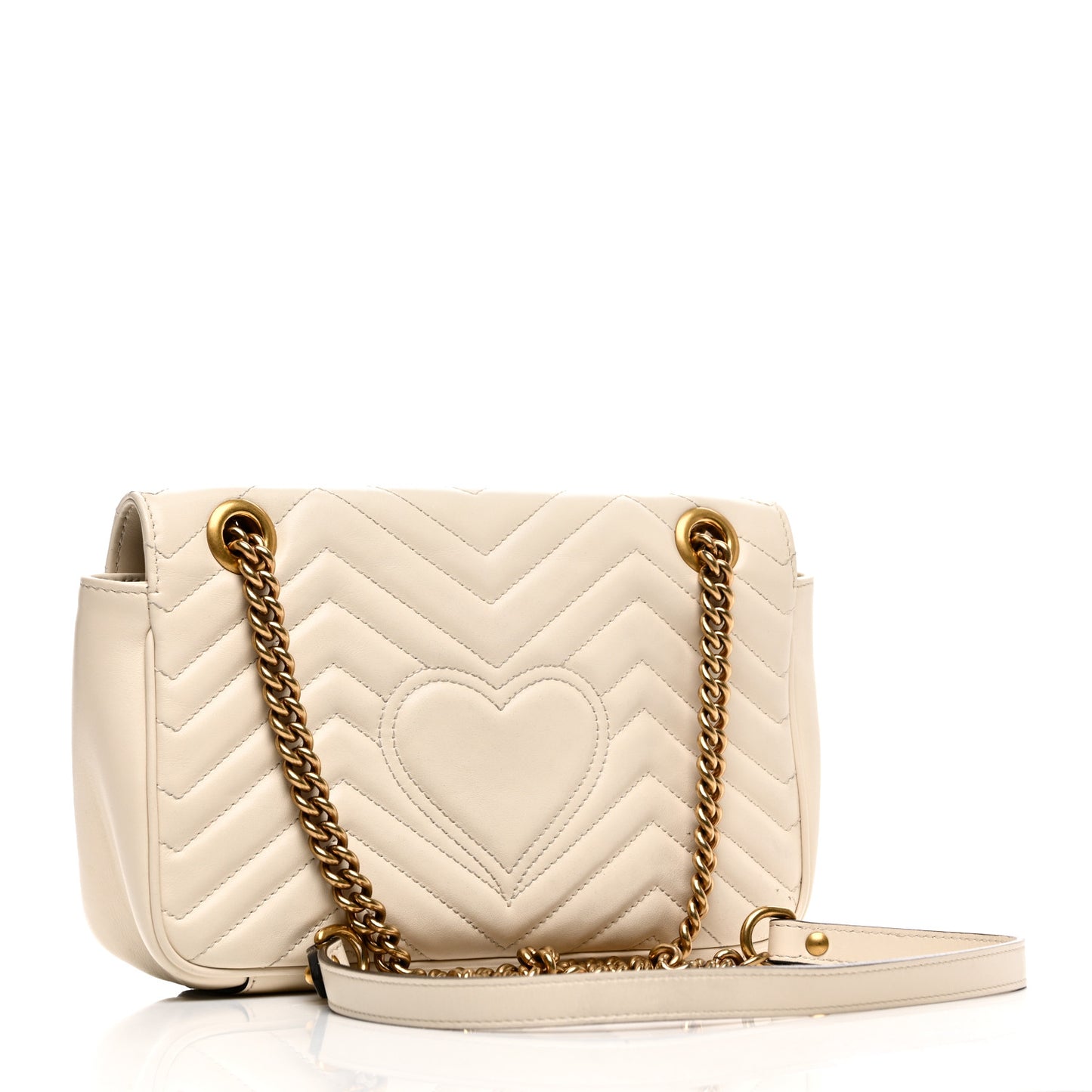 Calfskin Matelasse Small GG Marmont Shoulder Bag White