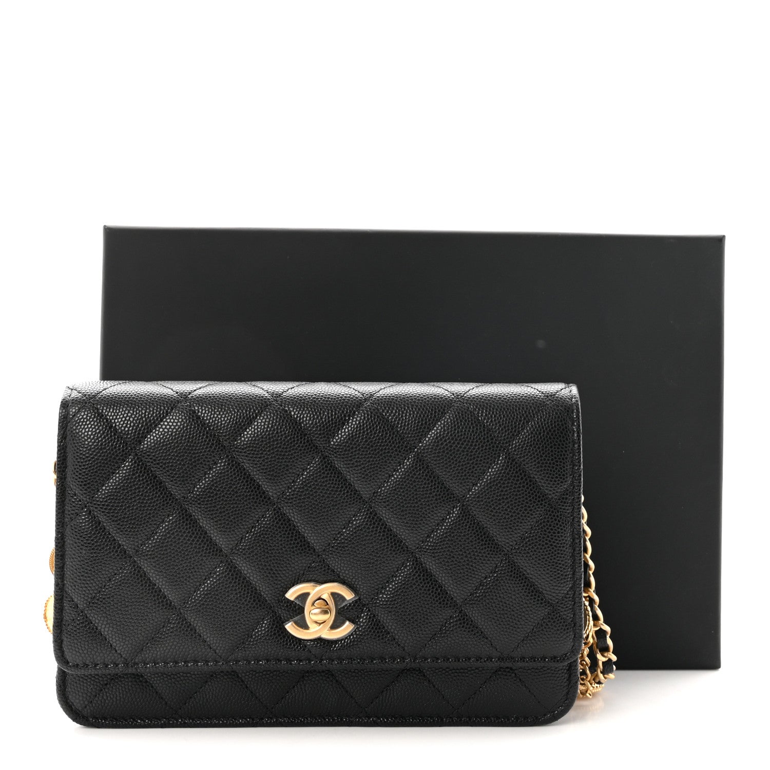 Chanel Caviar Quilted Medallion Wallet on Chain WOC Black 12 of 12