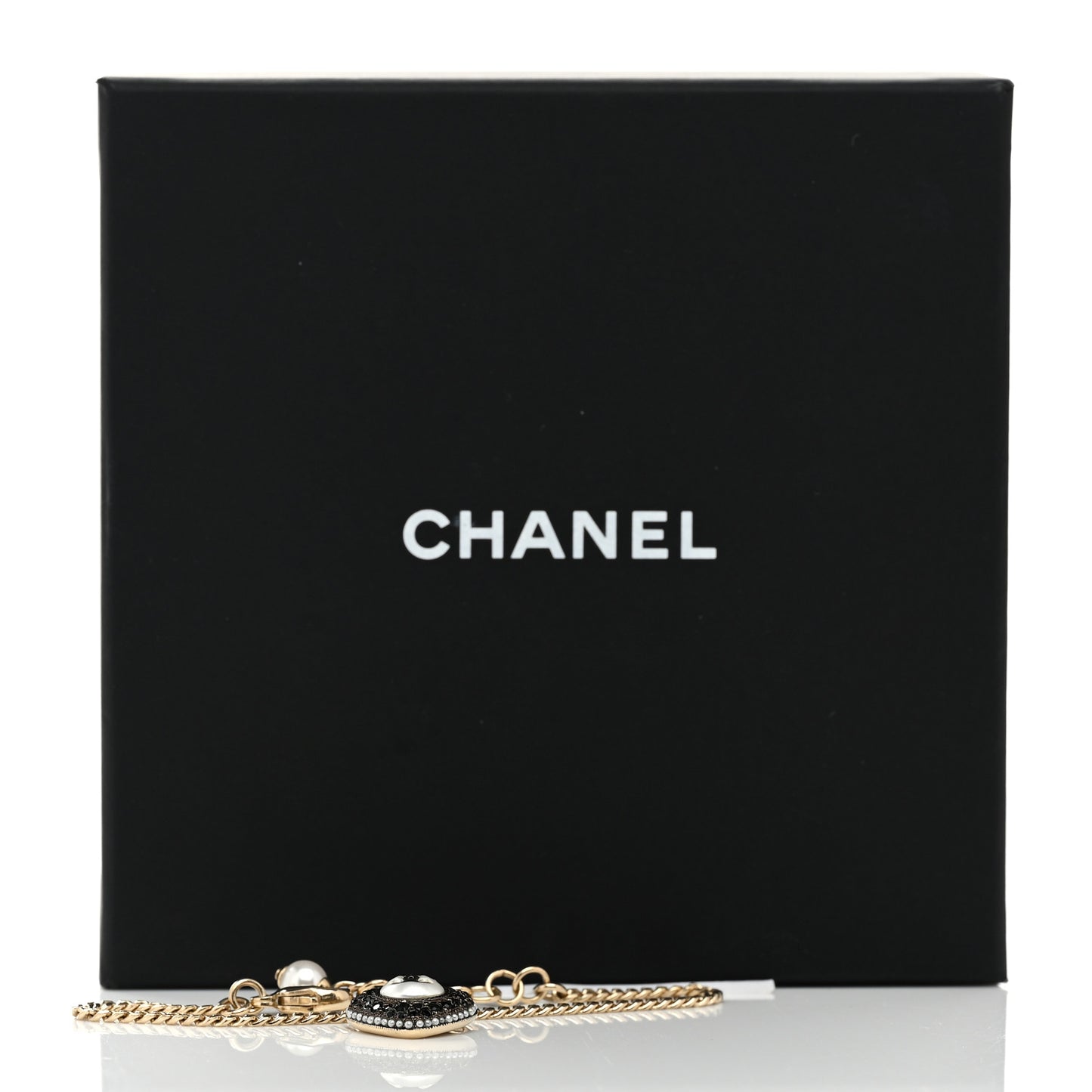 Crystal Pearl Chain Heart Bracelet Gold Black