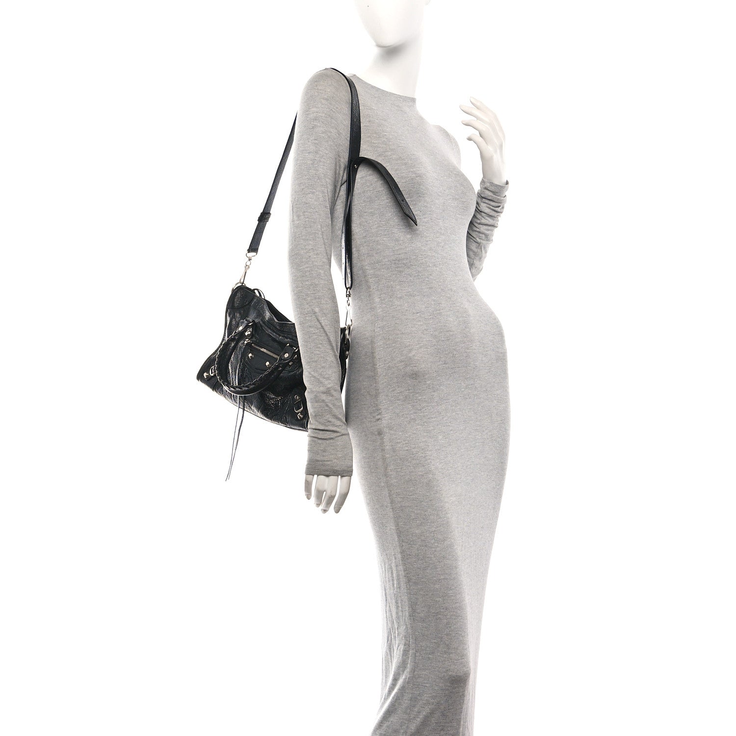 Balenciaga Agneau Arena Silver Hardware Small Le City Black