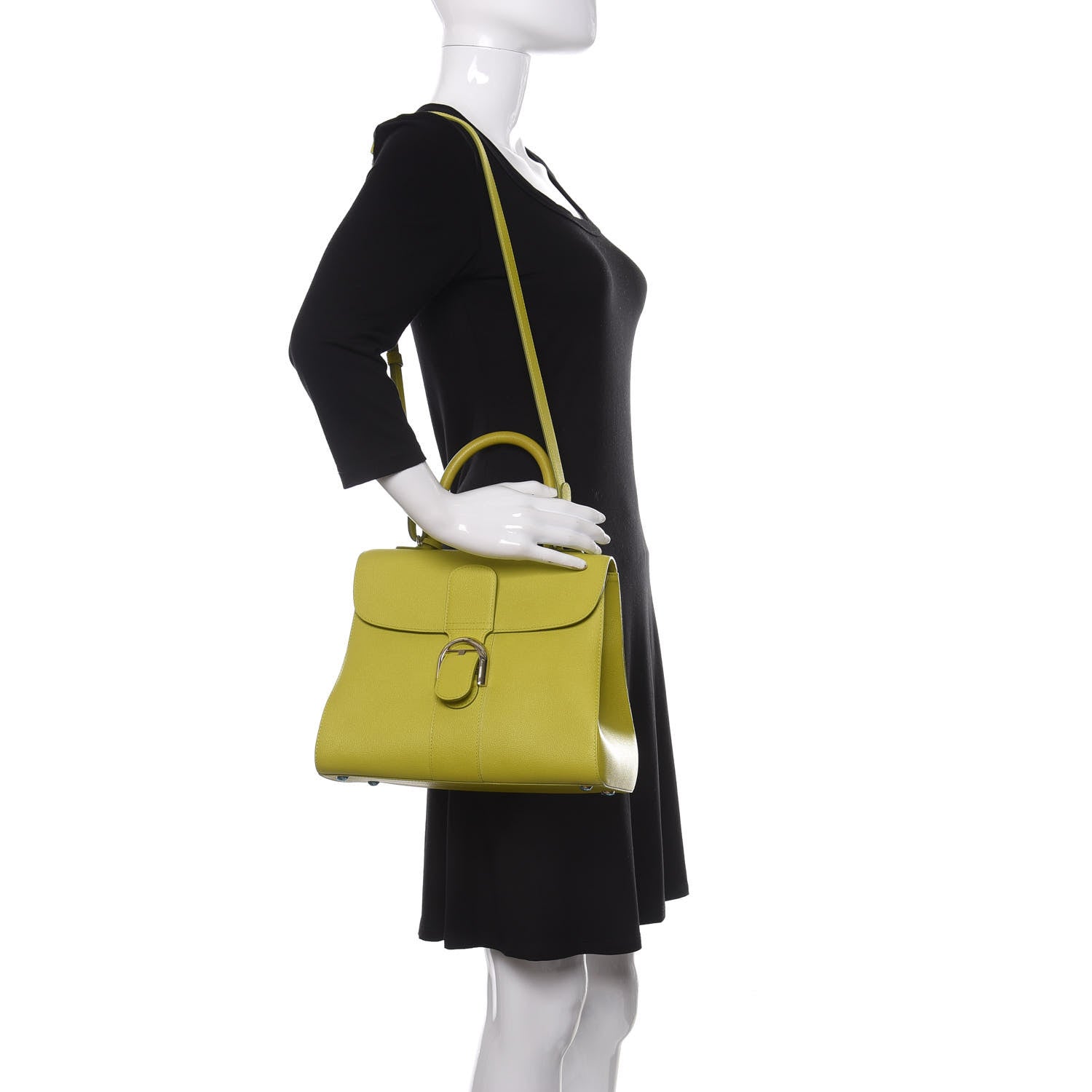 Delvaux Grained Calfskin MM Brillant Satchel Absinthe Lime 2 of 11