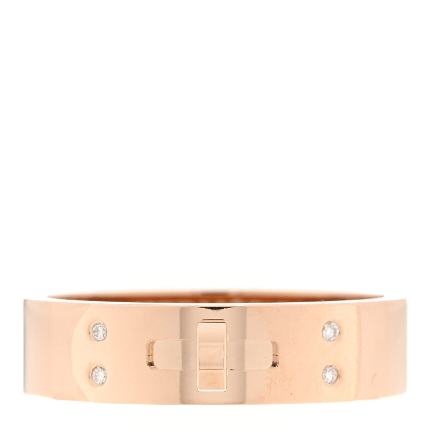 Hermes 18K Rose Gold Diamond PM Kelly Ring 54 7 1 of 5