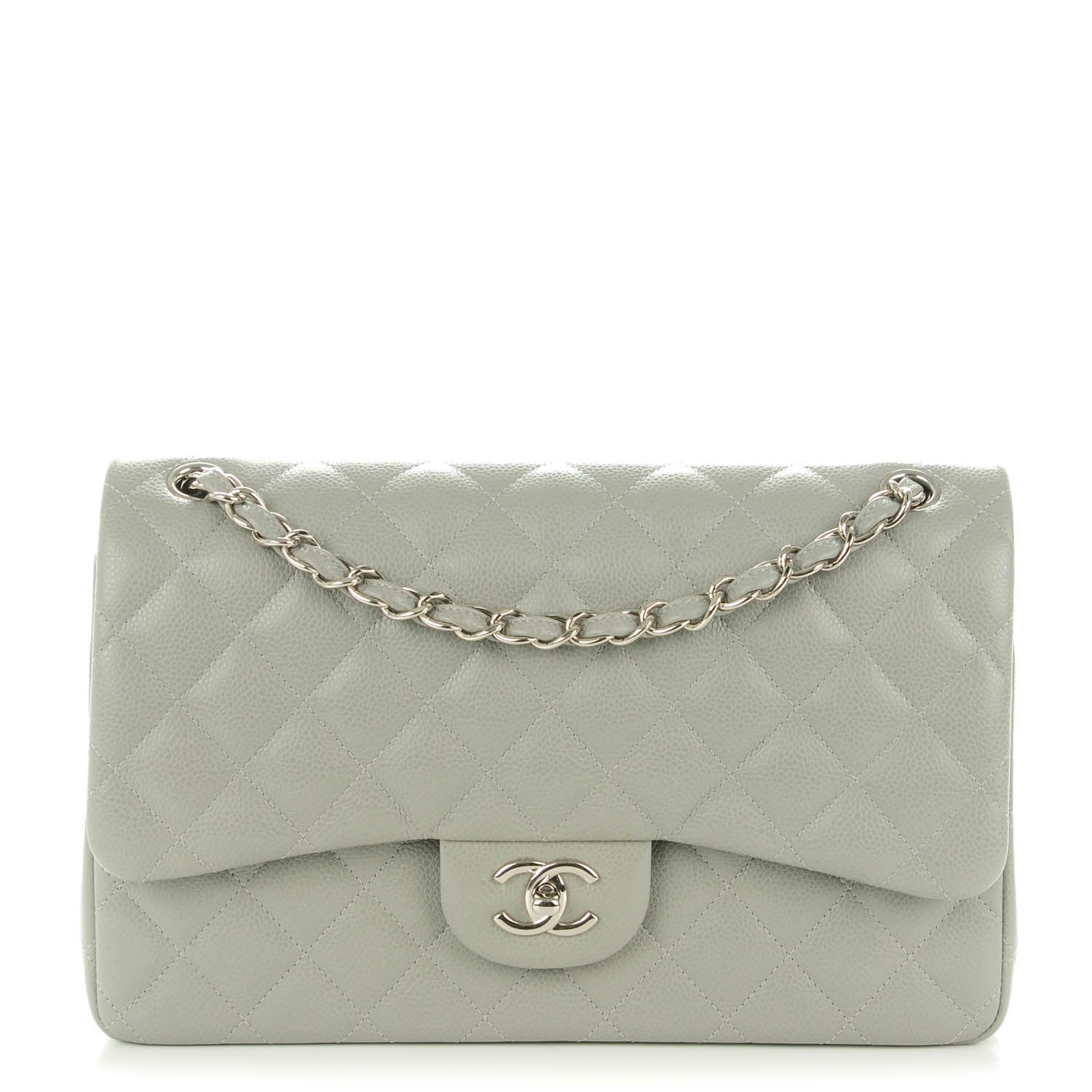 Chanel Caviar Quilted Jumbo Double Flap Grey 1 of 9