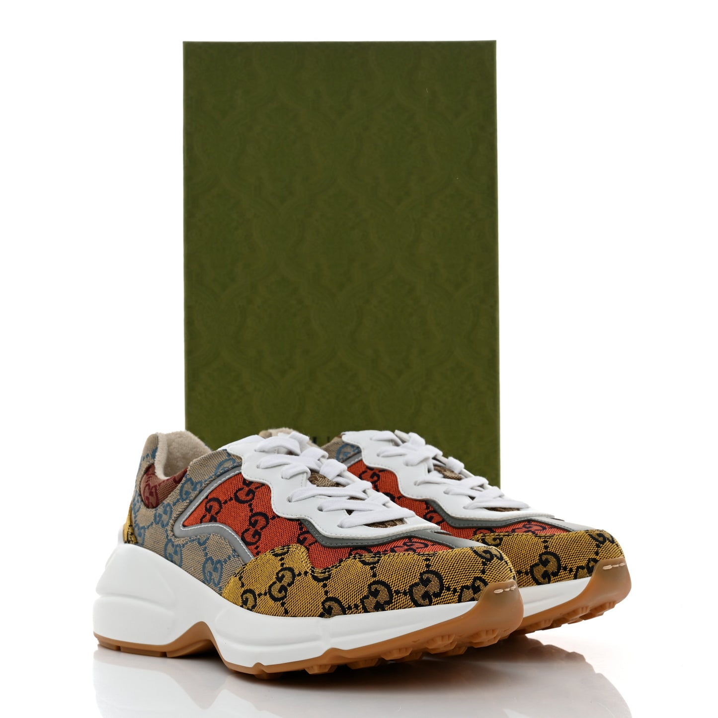 Monogram Multicolor Demetra Womens Rhyton Sneakers 38 Yellow Blue Great White Tabasco