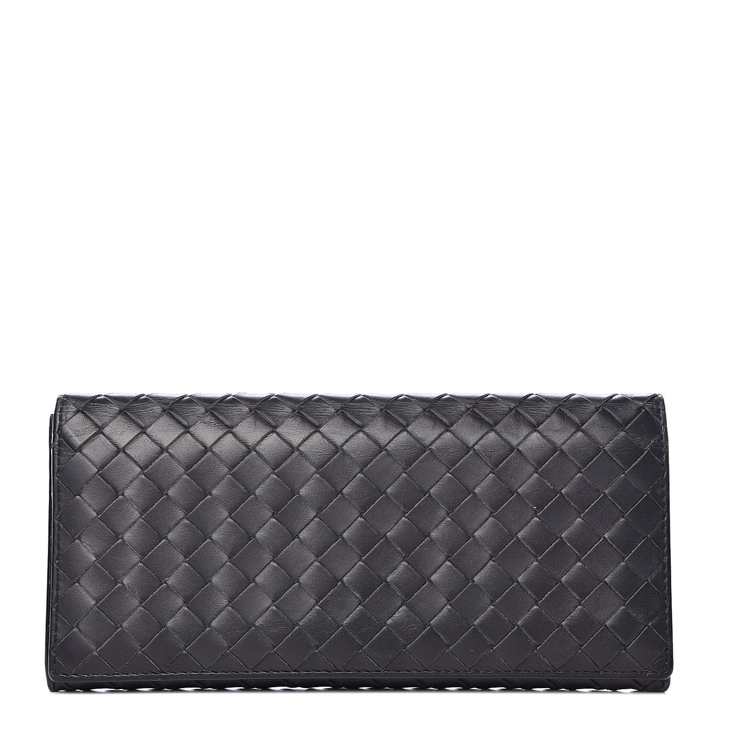 Nappa Intrecciato Long Bi-Fold Wallet Dark Grey