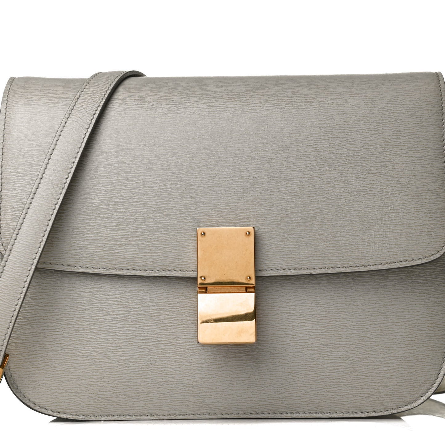 Liege Calfskin Medium Classic Box Flap Bag Pale Grey
