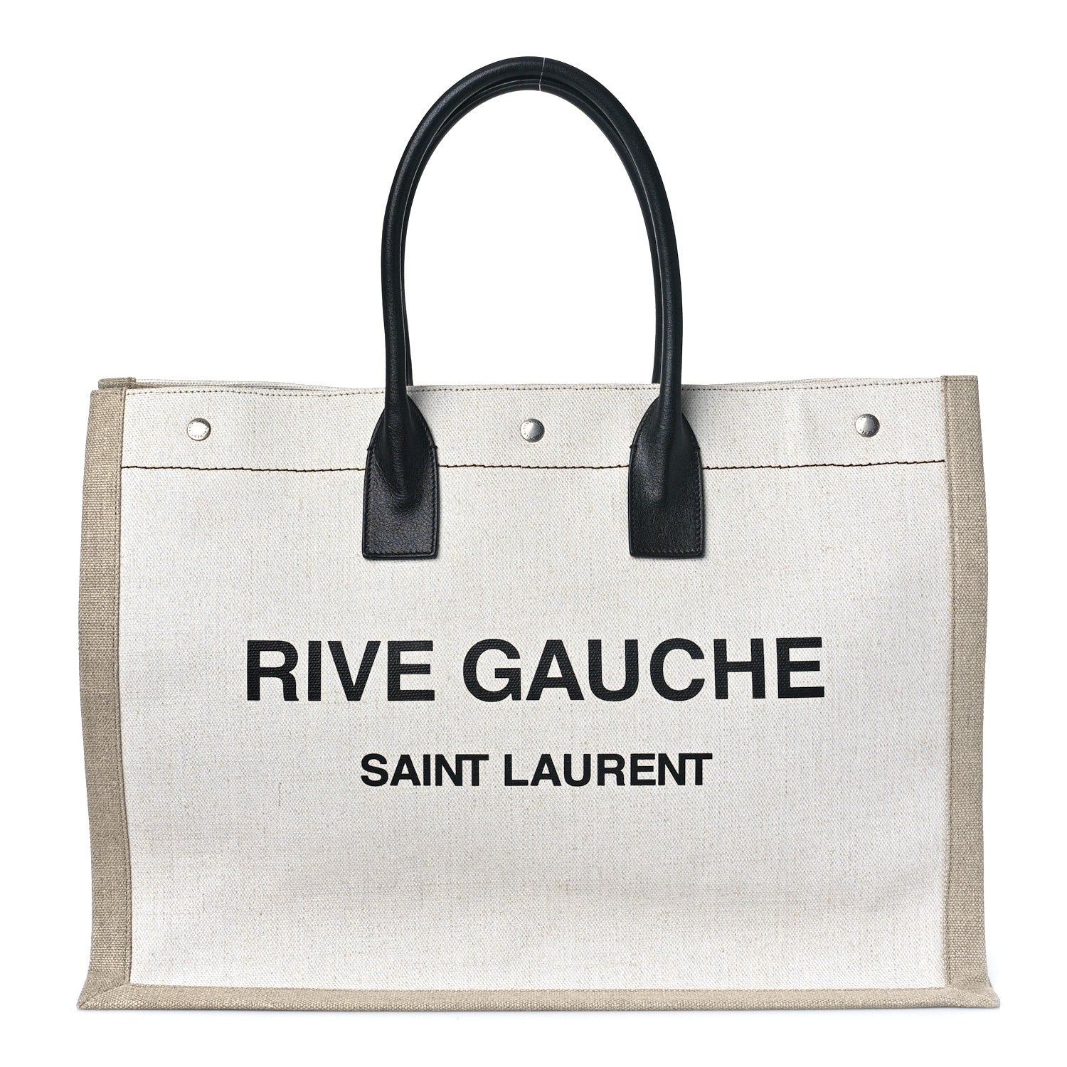 Saint Laurent Linen Calfskin Rive Gauche Tote Optic White 1 of 8