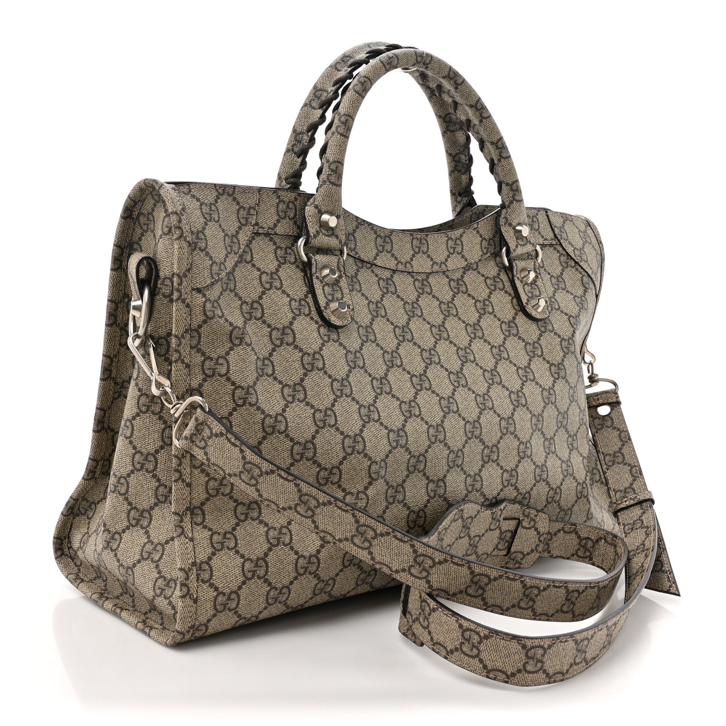X GUCCI GG Supreme Monogram Neo Classic Silver Hardware City Beige Ebony