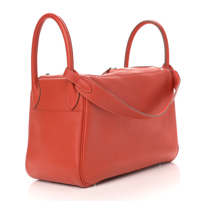 Hermes Taurillon Clemence Verso Lindy 30 Rouge Pivoine Rose Jaipur 3 of 17