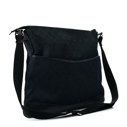 Gucci Monogram Calfskin Perforated Medium Flat Messenger Bag Black 3 of 14