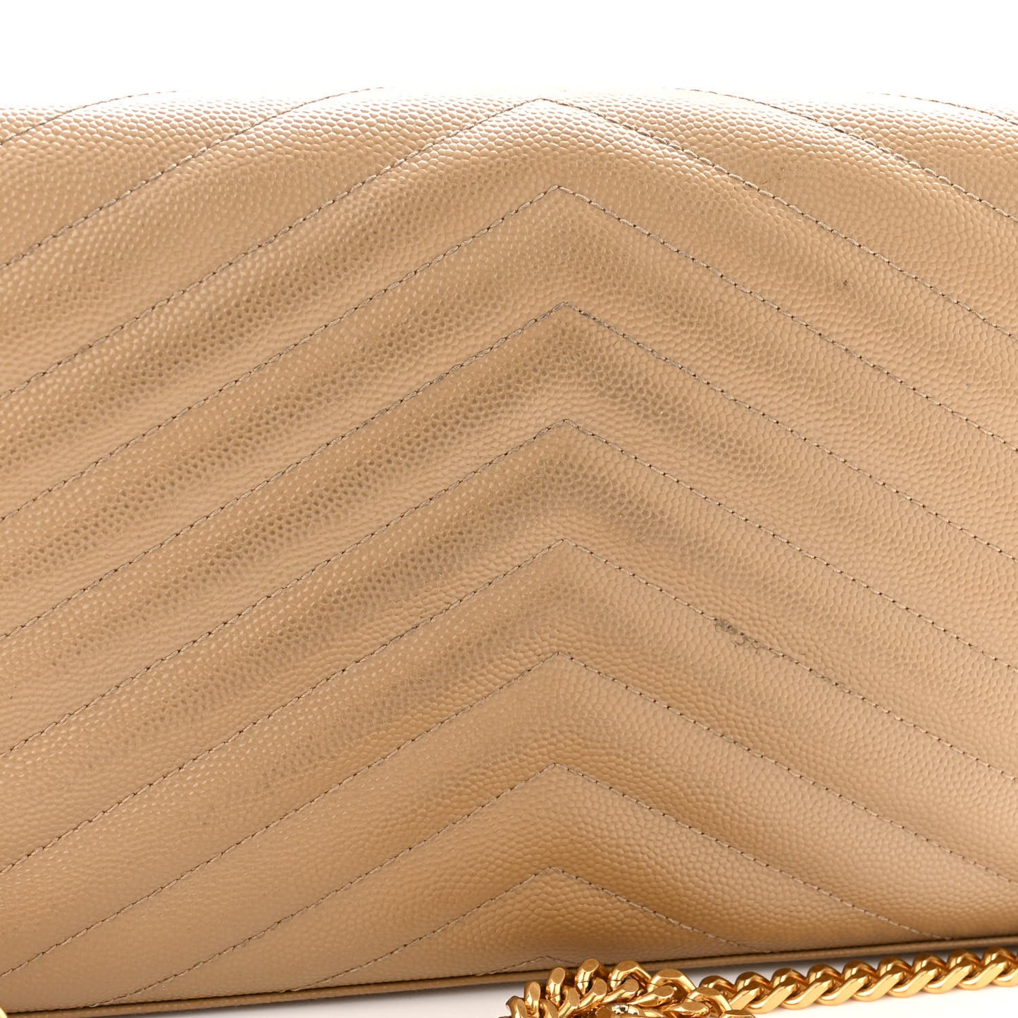 Grain De Poudre Matelasse Chevron Monogram Chain Wallet Dark Latte