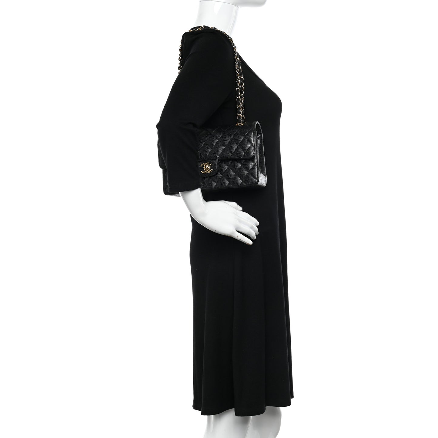 Caviar Quilted Small Double Flap Black