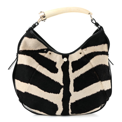 Saint Laurent Pony Hair Zebra Horn Mombasa Hobo Black White 1 of 10