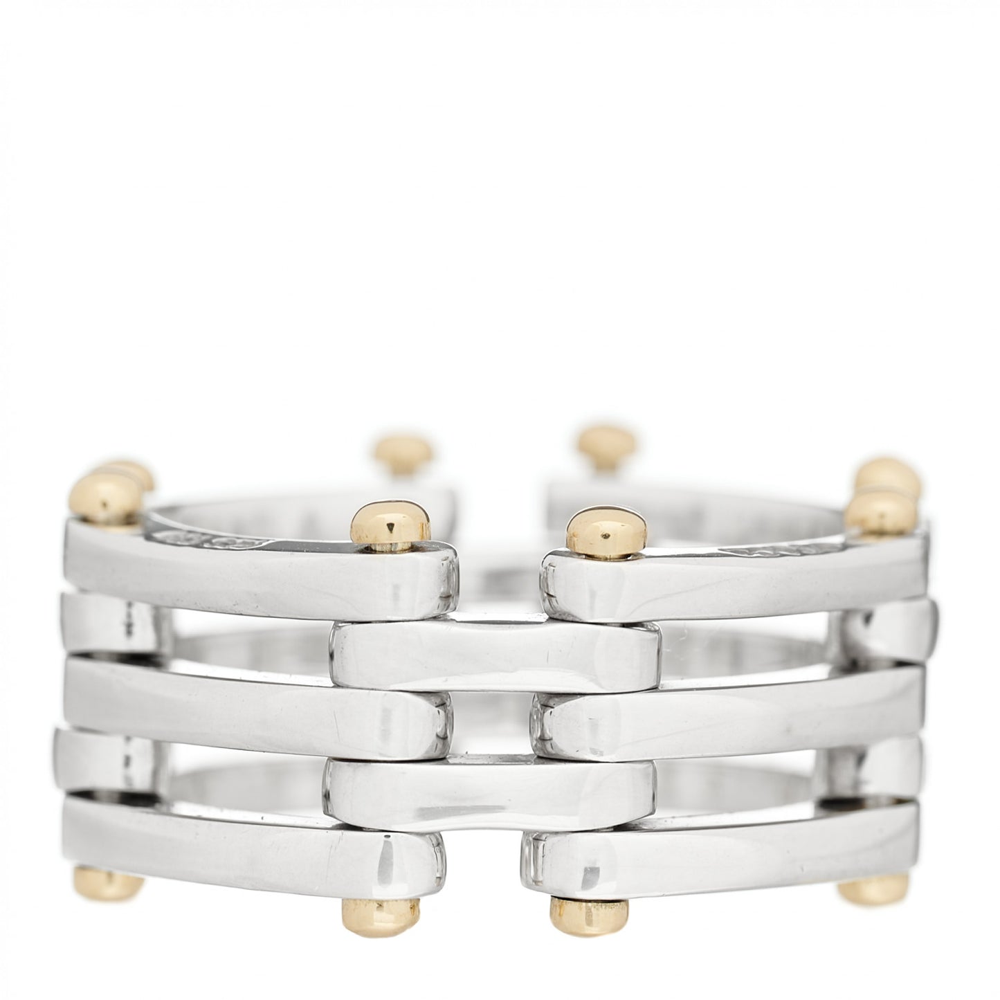 Sterling Silver 18K Yellow Gold Gatelink Ring 56 7.5