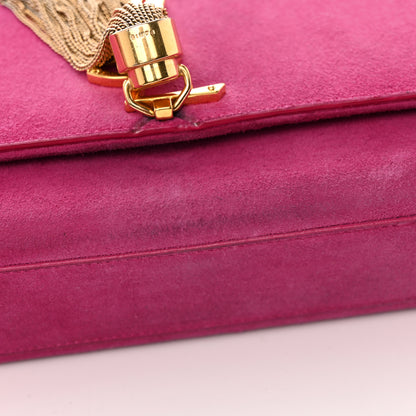 Saint Laurent Suede Medium Monogram Kate Tassel Shoulder Bag Lipstick Fuchsia 17 of 19