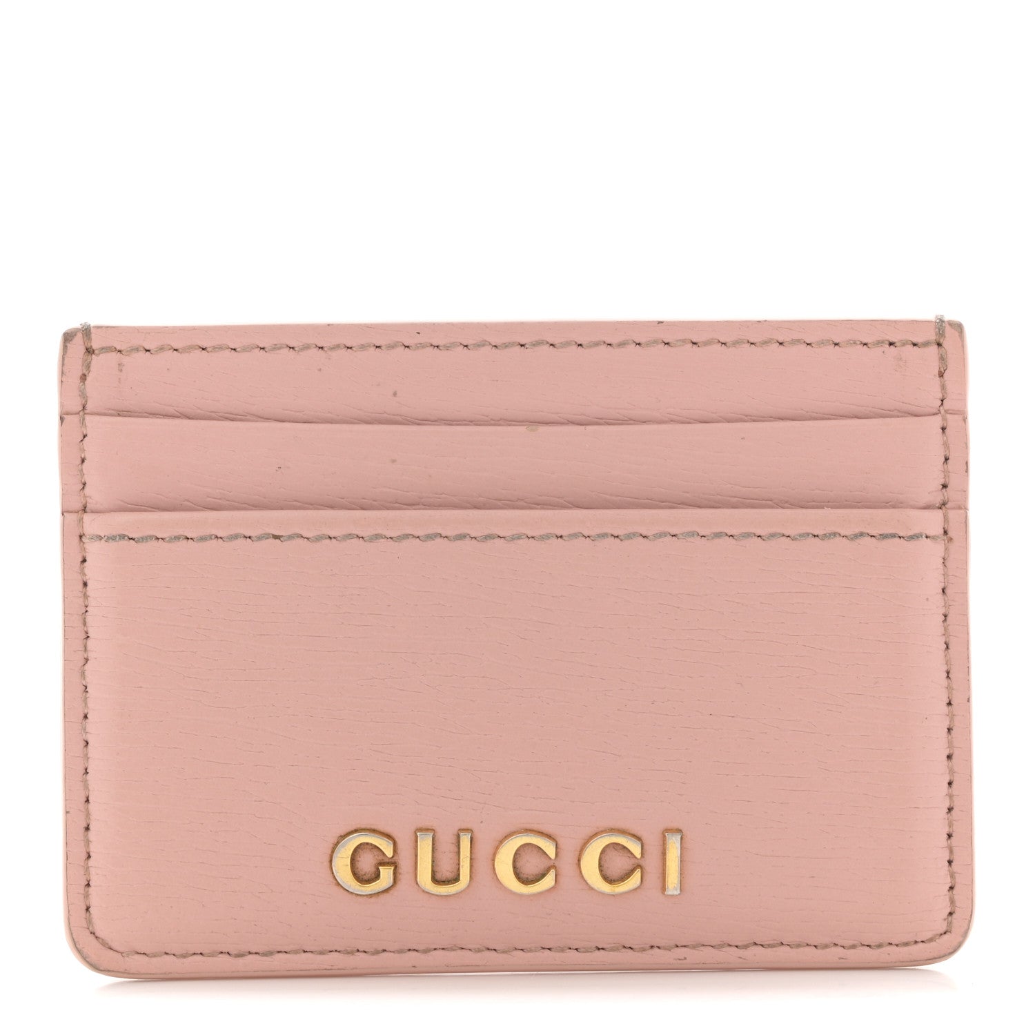 Gucci Calfskin Script Card Holder Light Pink 1 of 8
