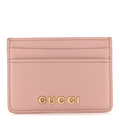 Gucci Calfskin Script Card Holder Light Pink 1 of 8