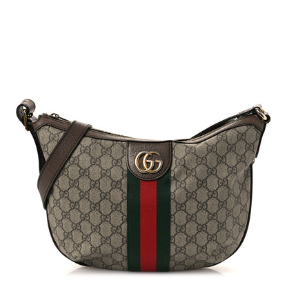 Gucci GG Supreme Monogram Web Small Ophidia Half Moon Hobo Brown 1 of 17
