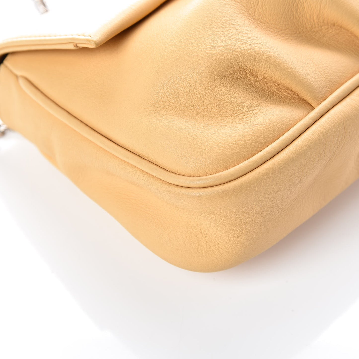 Vitello Flamingo Enamel Fendista Pouchette Crossbody Yellow