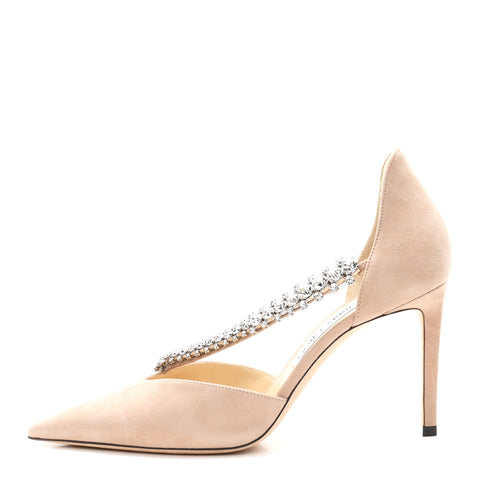 Suede Crystal Bee 85 Pumps 40 Ballet Pink