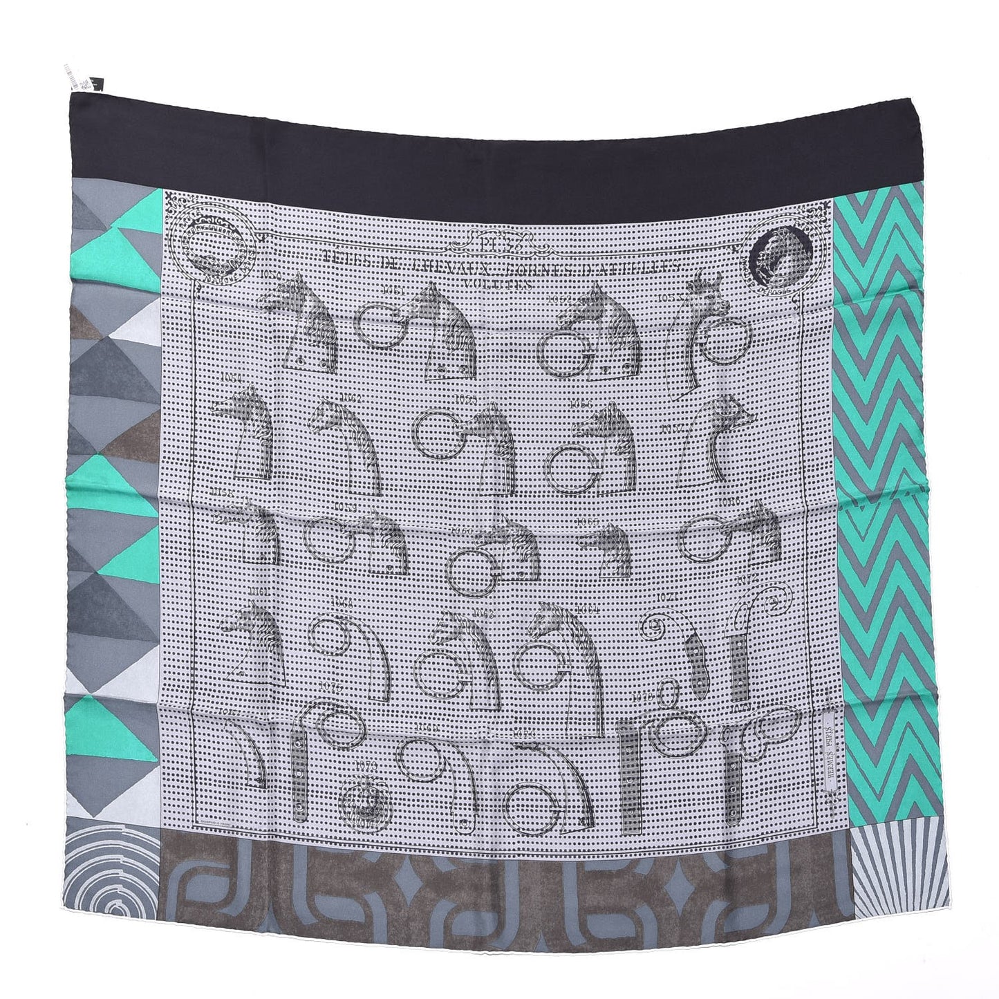 Silk Manufacture de Boucleries Scarf 90 Gris Noir Menthol