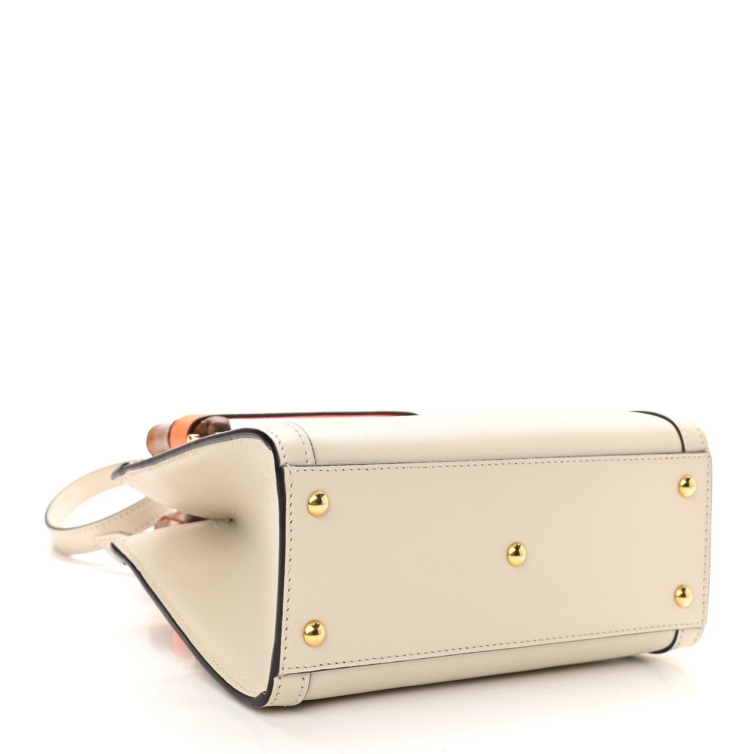 Gucci Wonka Grain Calfskin Mini Diana Tote Bag Mystic White Orange Fluo 4 of 11