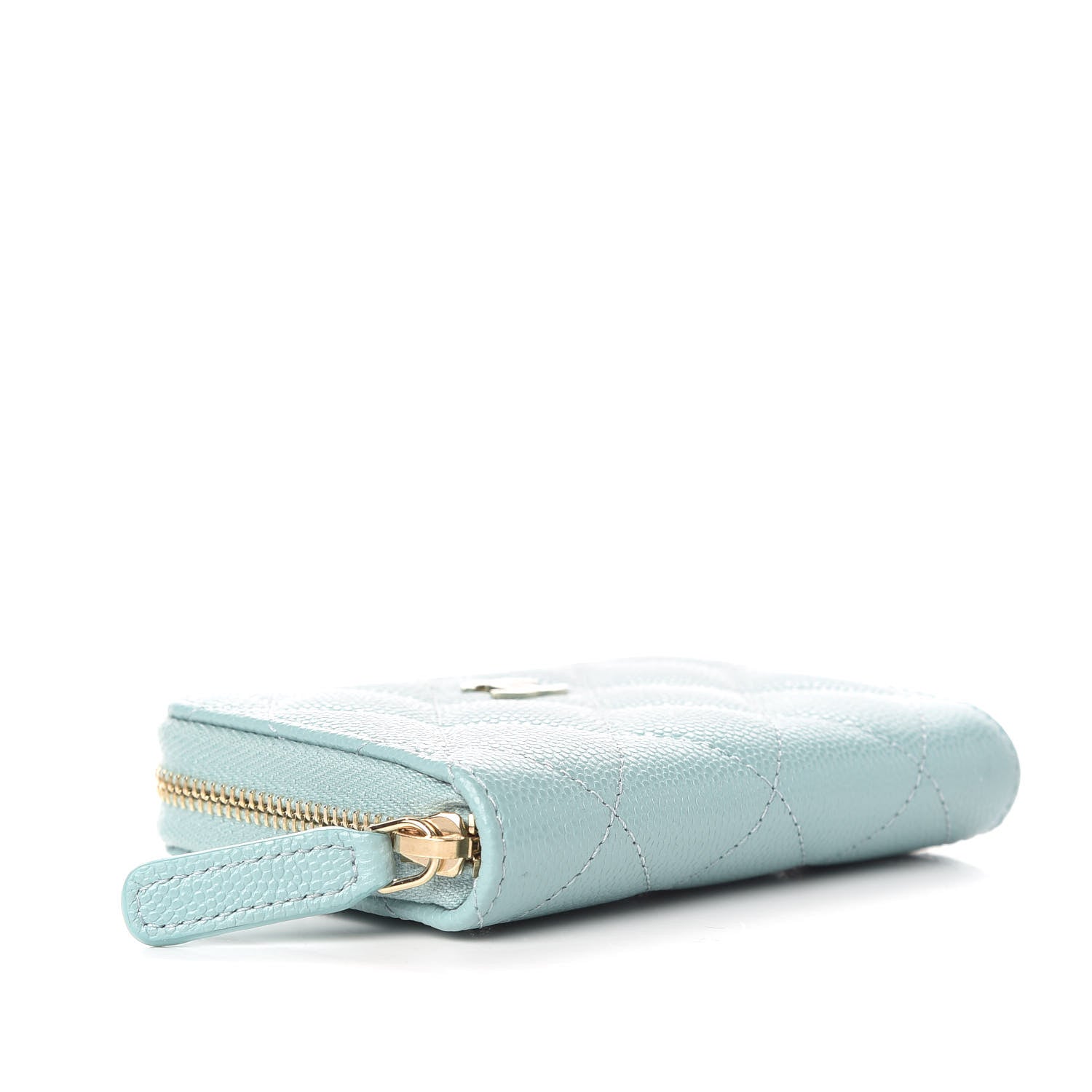 Chanel Caviar Quilted Zip Coin Purse Light Blue 3 of 10