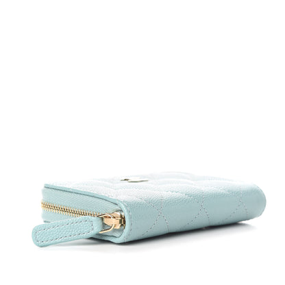 Chanel Caviar Quilted Zip Coin Purse Light Blue 3 of 10
