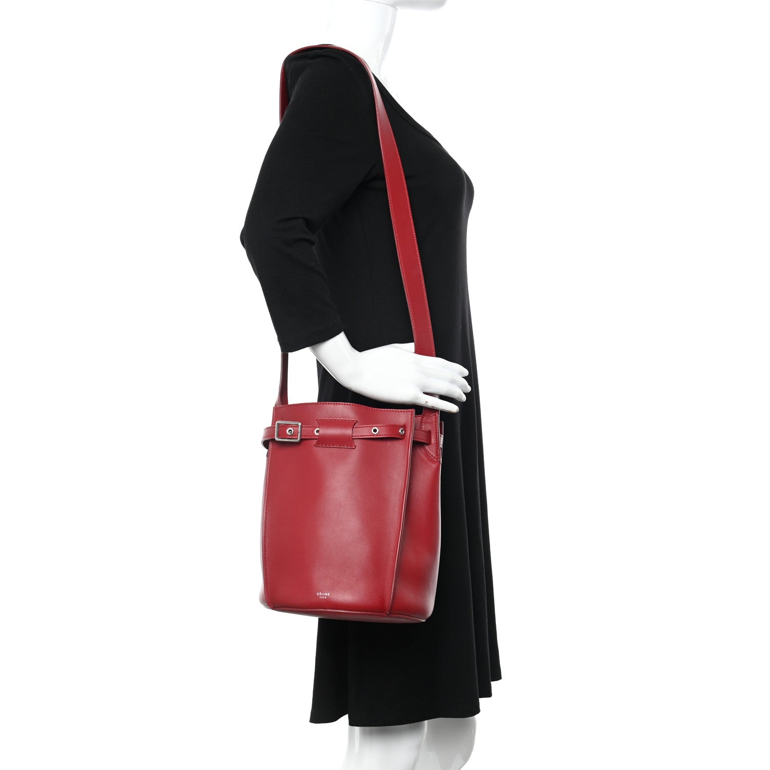 Celine Supple Grained Calfskin Big Bag Bucket Red 2 of 17