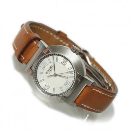 Hermes Stainless Steel Barenia 28mm Nomade Kinetic Quartz Watch Fauve 1 of 9