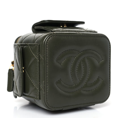 Chanel Lambskin Quilted Polly Pocket Top Vanity With Chain Khaki 4 of 9