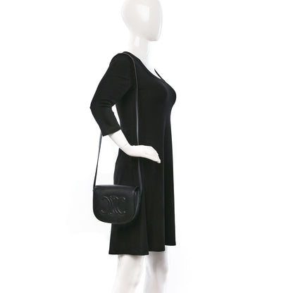 Celine Smooth Calfskin Cuir Triomphe Folco Crossbody Bag Black 2 of 8