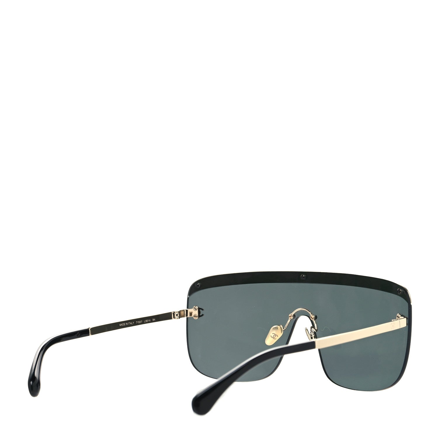 Chanel Metal Shield Sunglasses Gold Grey 4 of 7
