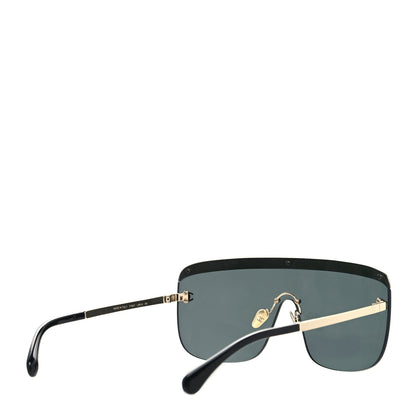 Chanel Metal Shield Sunglasses Gold Grey 4 of 7