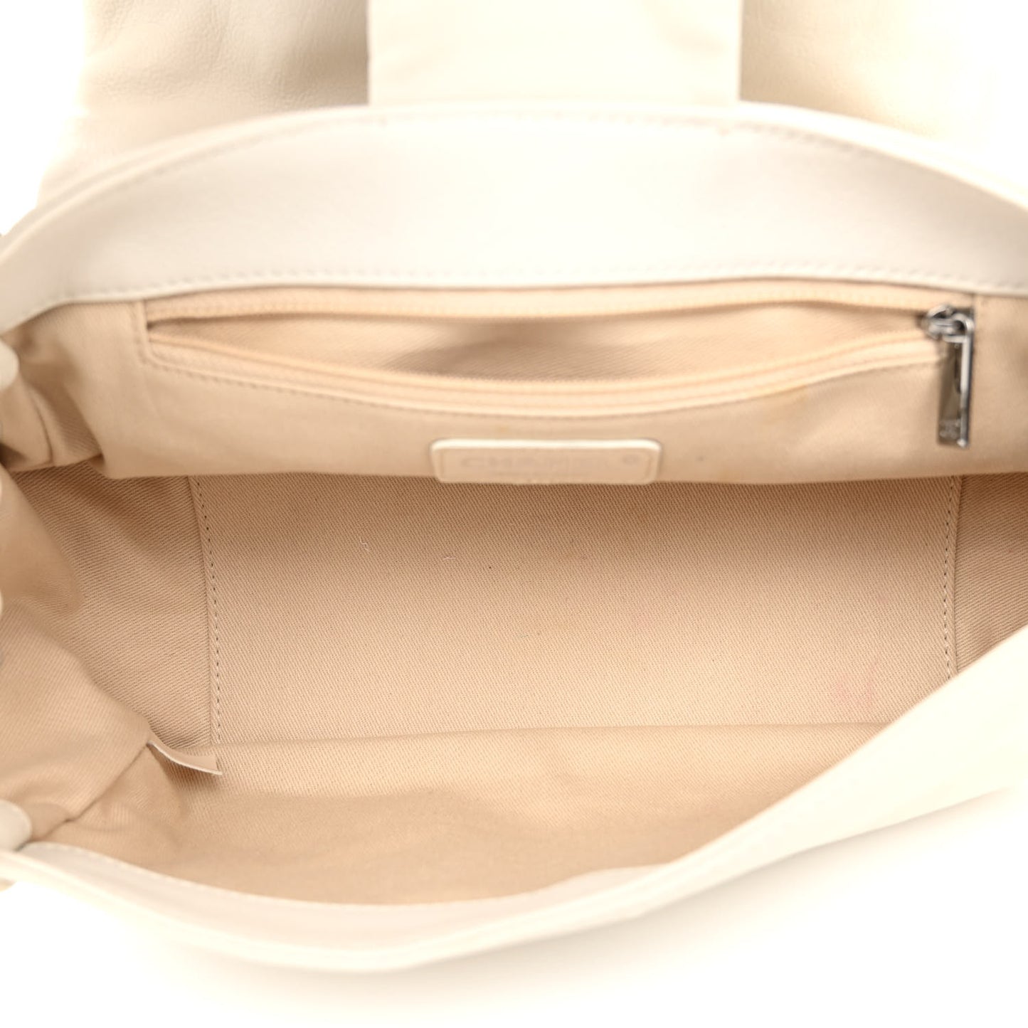 Calfskin Diamond Stitch Accordion Flap White