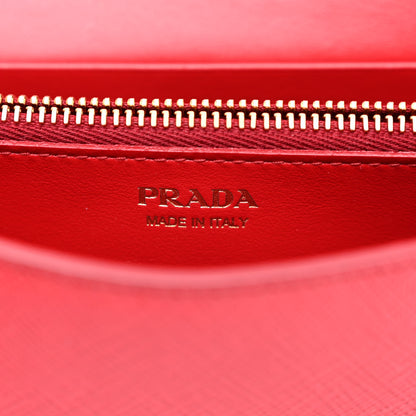 Prada Saffiano Wallet With Shoulder Strap Fuoco 6 of 9