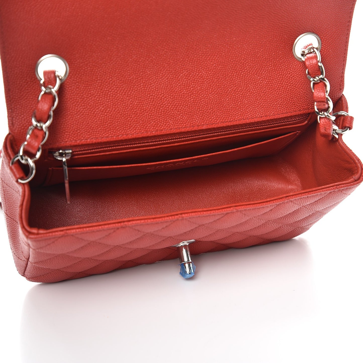 Caviar Quilted Mini Rectangular Flap Red